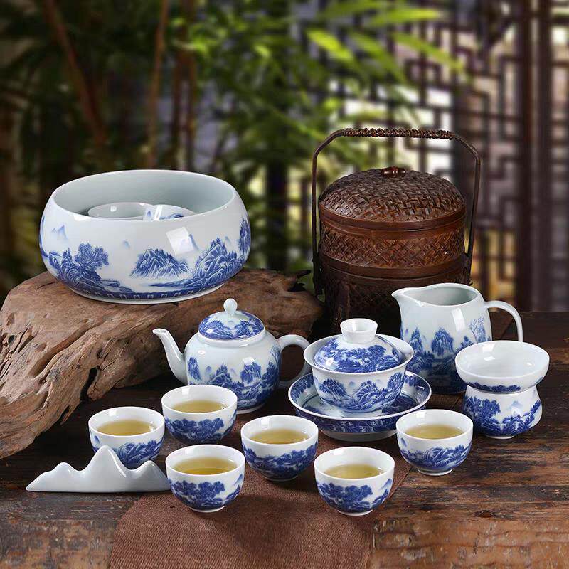 景德镇青花瓷茶具套组陶瓷功夫茶具高档家用办公茶壶茶杯陶瓷礼盒