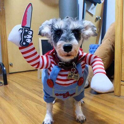 Pet Halloween Standing Knife Killer Dog Costume