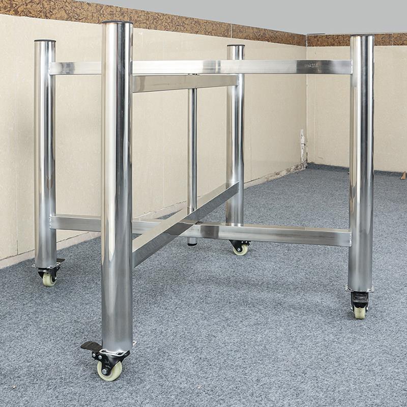 带轮子可折叠加厚不锈钢桌脚支架大圆桌桌架方桌面玻璃桌桌腿框架
