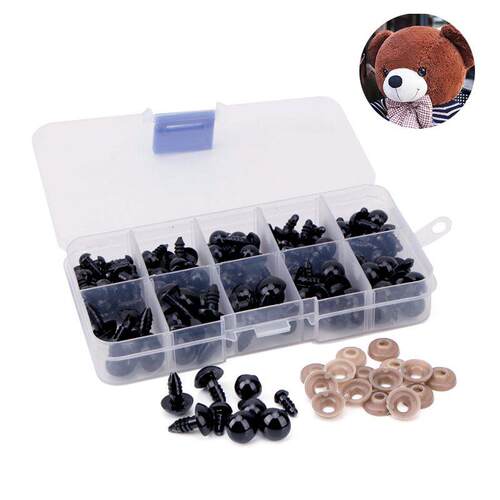 100pcs 6-24mm Black Plastic Safety Eyes For Toys Doll Craft