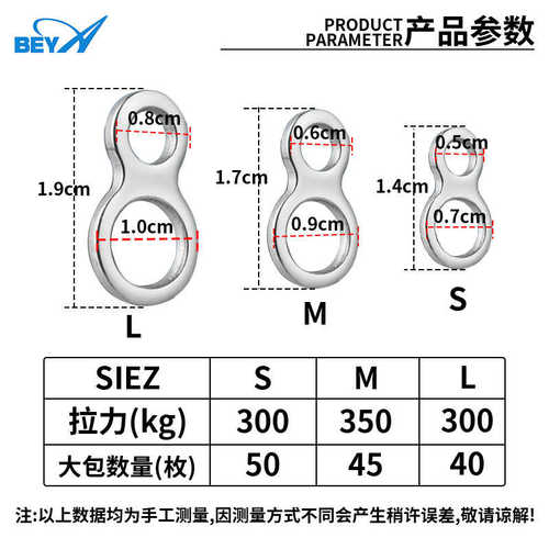 beya不锈钢铁板路亚8字环BPF-608防腐耐磨海钓连接器小配件实惠装