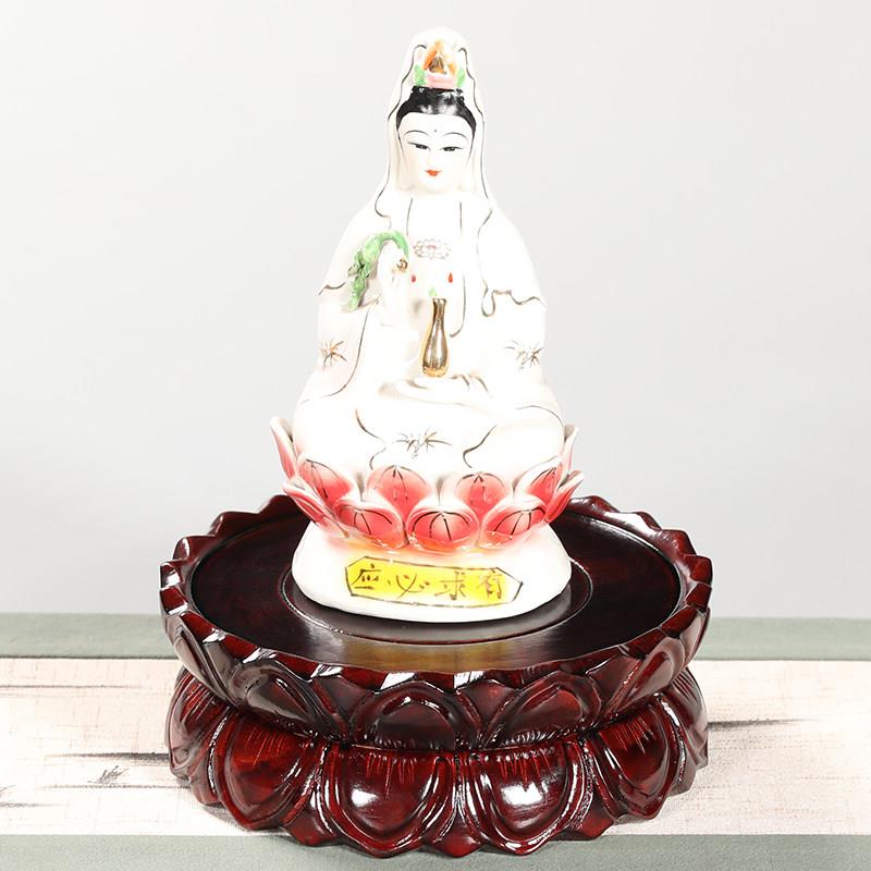 实木观音菩座底萨莲花座实木圆形神佛像关公摆件底家KPK用供奉像