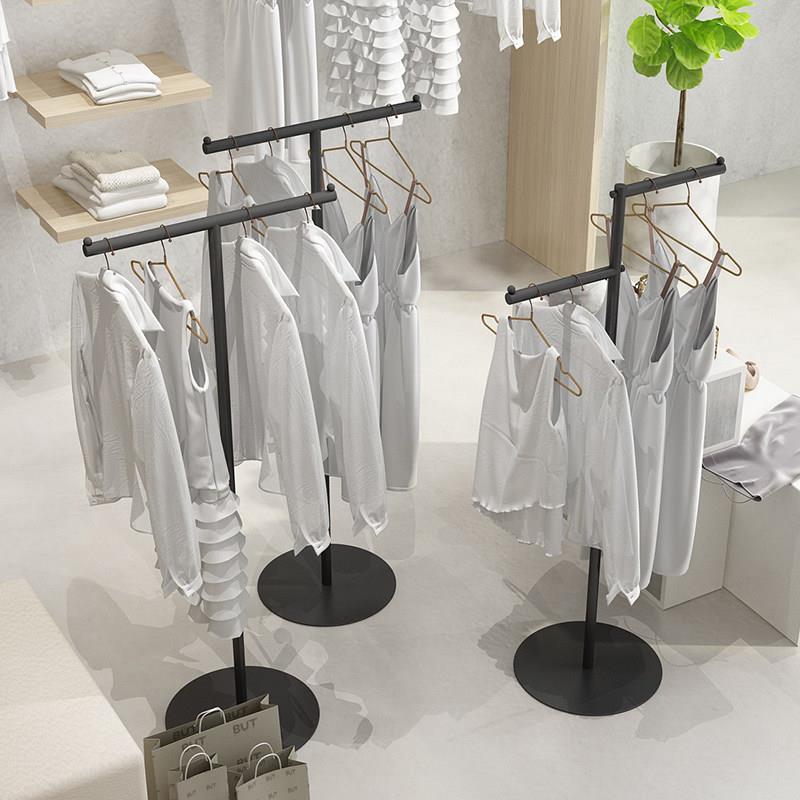 服装店挂衣架童装店中岛架落地式女装展示架陈列架高低挂金色hm