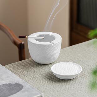 办公室专用烟缸陆宝烟灰缸陶瓷大号带盖家用客厅酒店商务礼品创意