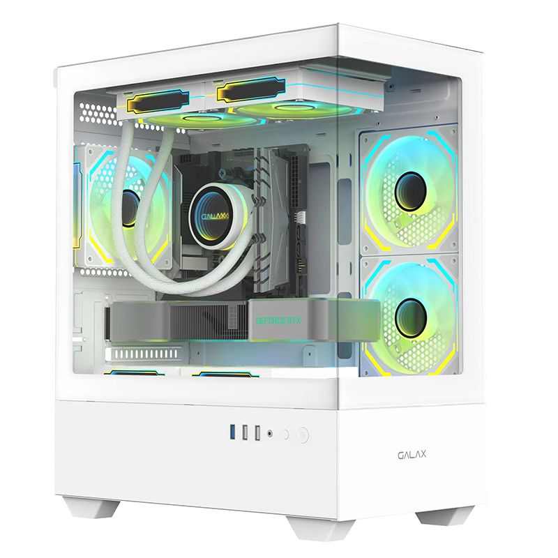 影驰魅影MINI海景房台式机电脑机箱支持MATX主板240水冷7风扇位置