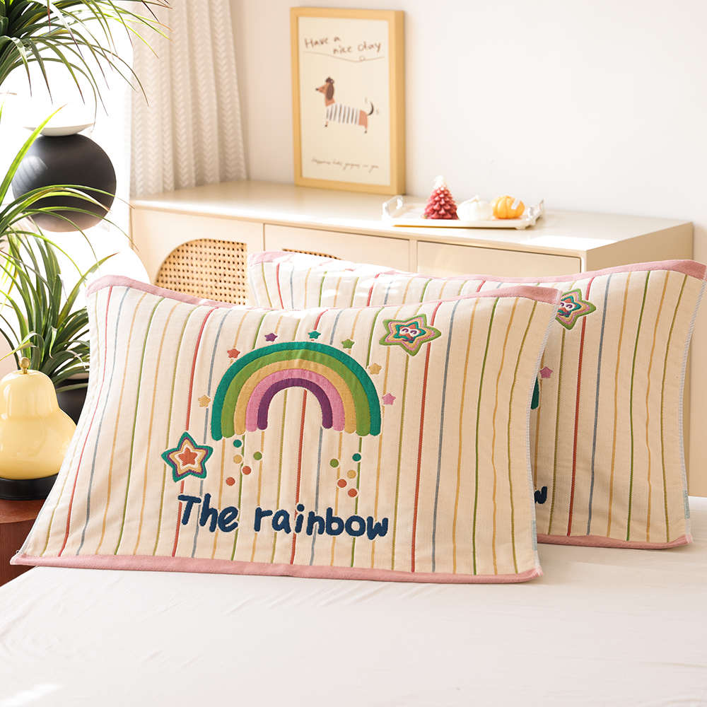 八层纯棉纱布枕巾四季通用新款加厚柔软吸汗成人家用全棉枕头盖巾