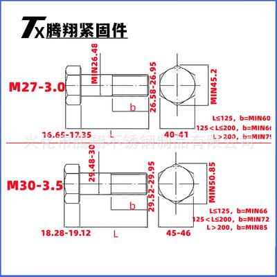 304不锈钢DIN931粗杆半牙外六角螺栓GB5782半螺纹螺丝粗牙M27M30