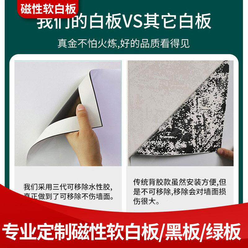 不带背胶磁性软白板墙贴 易擦写软白板磁底软磁板 背胶磁性白板贴