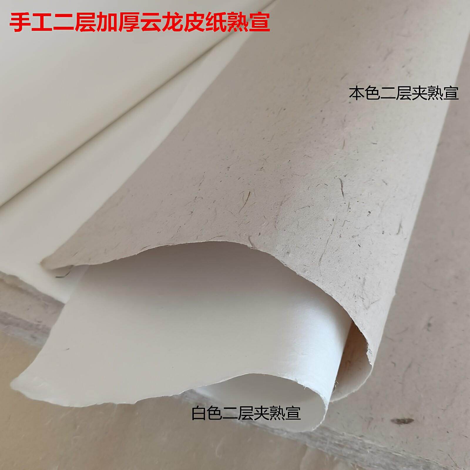加厚六尺粗纤维二层夹云龙麻皮纸熟宣纸工笔国画岩画重彩壁画矾宣