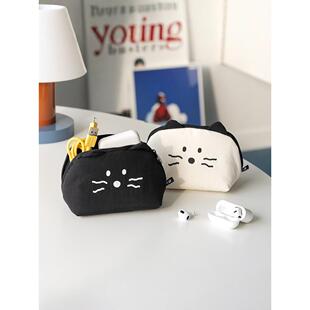 韩国ROMANE可爱猫咪立体化妆包小收纳包多用途数码零钱杂物包ins