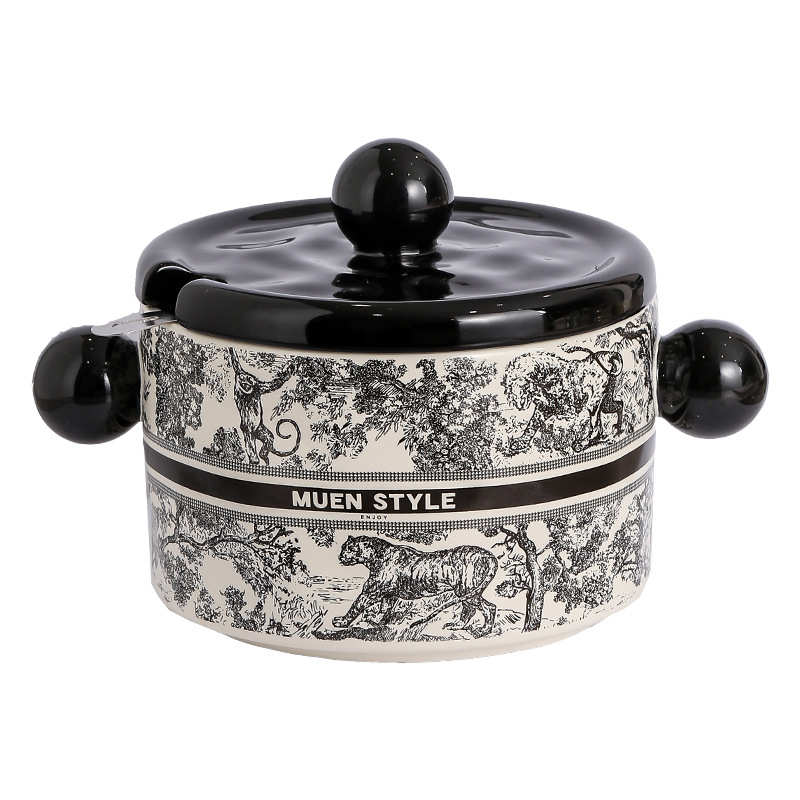 猪油罐家用陶瓷耐高温带盖辣椒油专用罐厨房荤油罐子储存罐