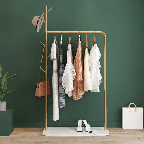 奢北欧架艺铁家用卧室简易衣帽架挂衣小型落地收纳衣服物置轻