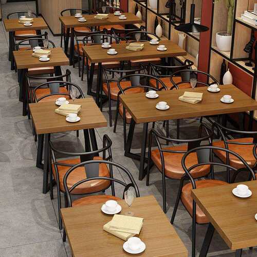 工业风餐桌椅烧烤店奶茶店酒吧餐饮小方桌loft餐厅实木桌椅组合