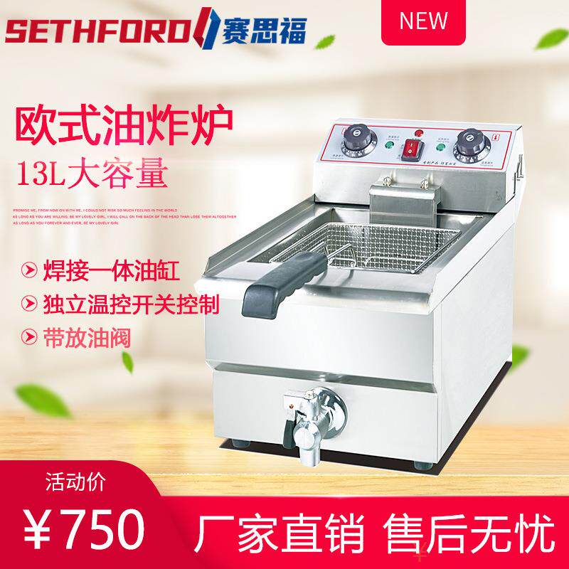 13V欧式单缸电炸炉13L电油炸锅控温炸鸡炉炸薯条油炸锅带放油阀