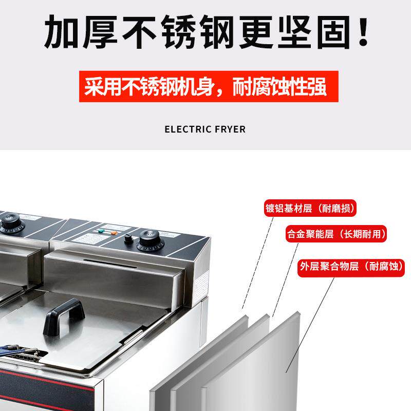 EF-904电炸炉商用台式双缸油炸锅炸鸡设备炸薯条机大容量炉大功率