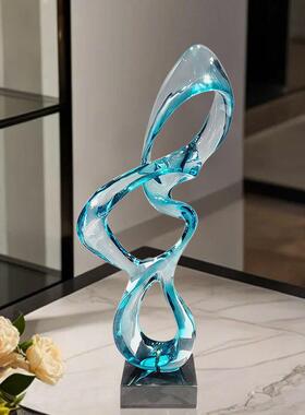 酒店玄关水晶透明树脂摆件大堂样板房抽象透明落地雕塑摆件厂家