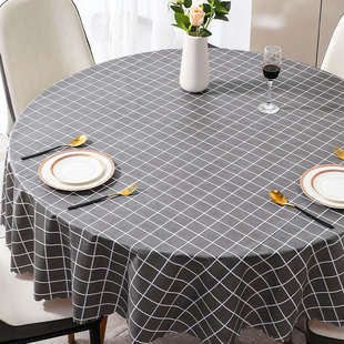 桌布防水防油免洗防烫pvc塑料格子大圆桌布艺家用餐桌台布茶新品