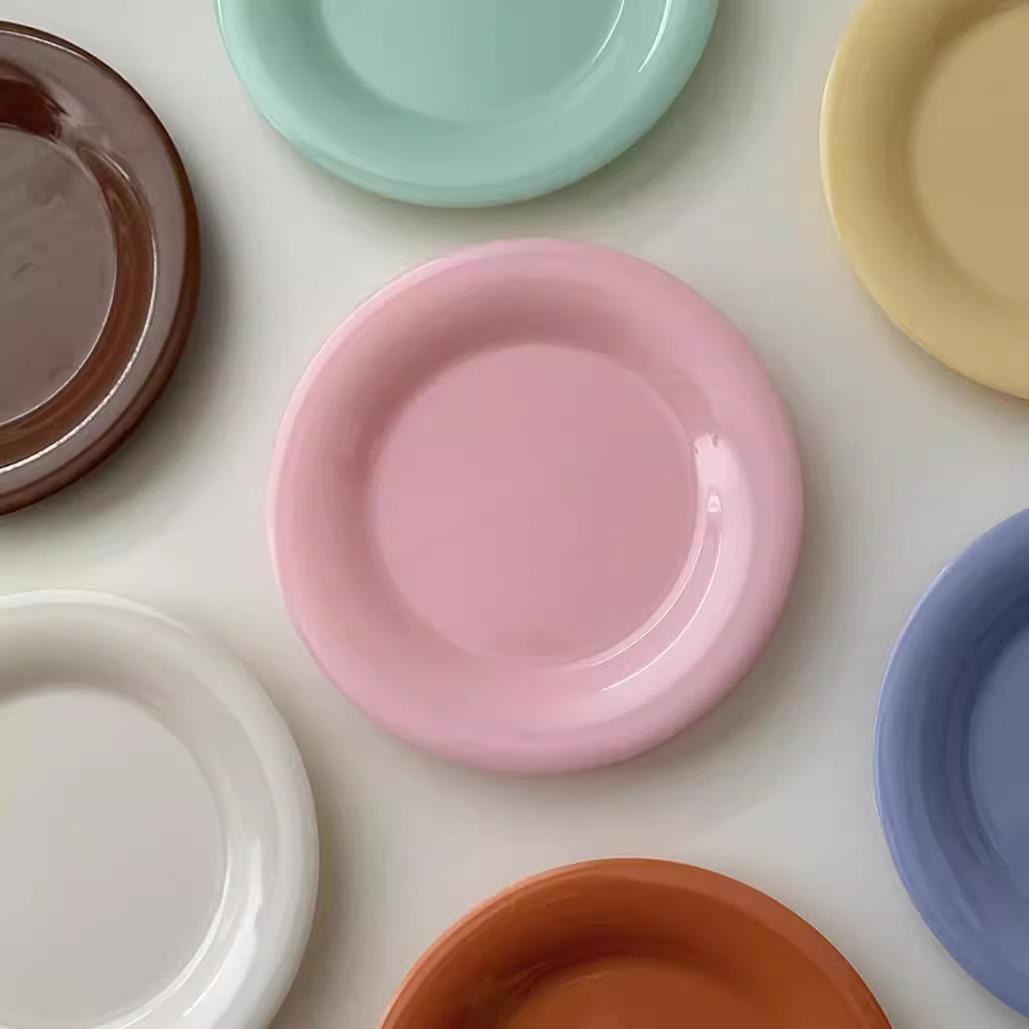 韩国正品MILK JADE奶玻璃质感密胺甜点盘平盘马卡龙色耐摔ins风