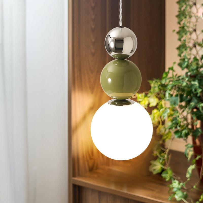 珍珠床头吊灯2023新款奶油风主卧吊线灯服装店橱窗灯小户型餐厅灯