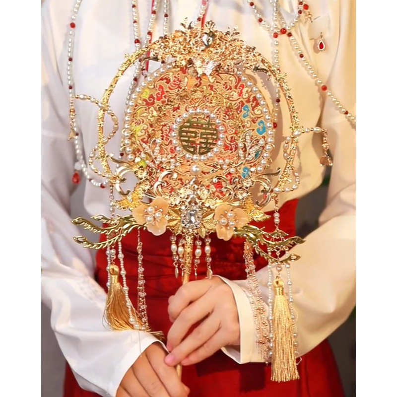 舞绣缘团扇diy材料包新娘结婚手工喜扇送闺蜜秀禾服高级感遮面扇