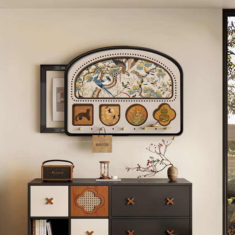 中古风洞洞板电表箱遮挡装饰画置物架2025新款创意背景墙遮丑挂画