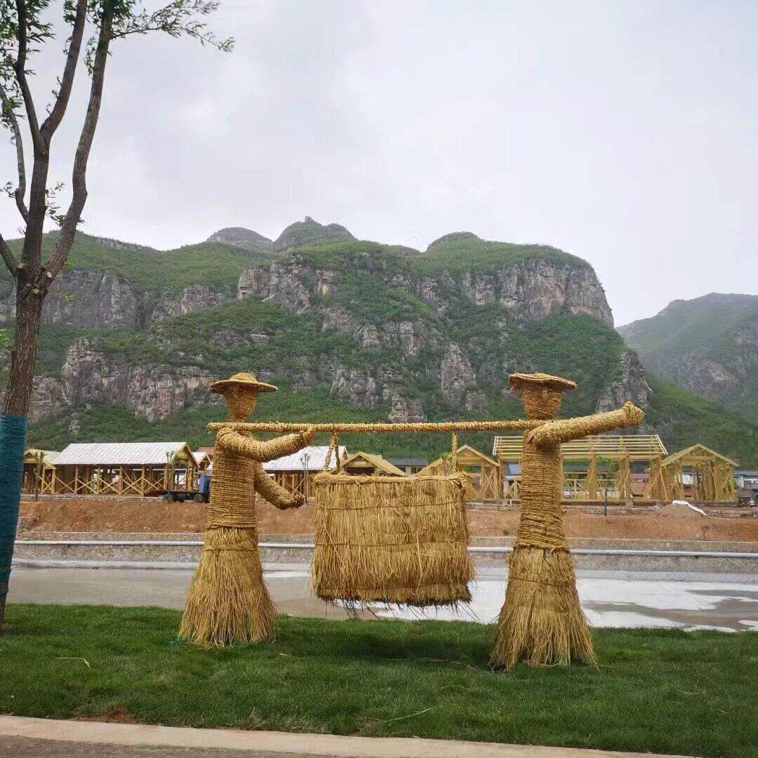 稻草工艺品绿雕仿真草动物园林摆件景观大型草雕植物绿雕手工