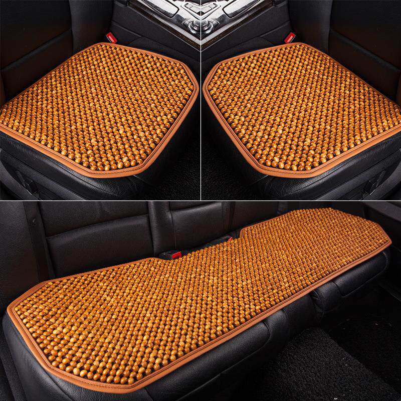 夏季汽车坐垫单片透气按摩通用座垫木珠免捆绑防滑车用方垫小三件