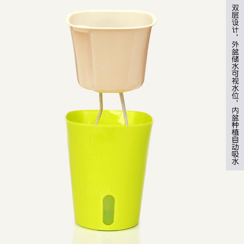 创意自动吸水塑料懒人花盆棉绳吸水大盆HP161绿萝陶瓷绿植种仿菜