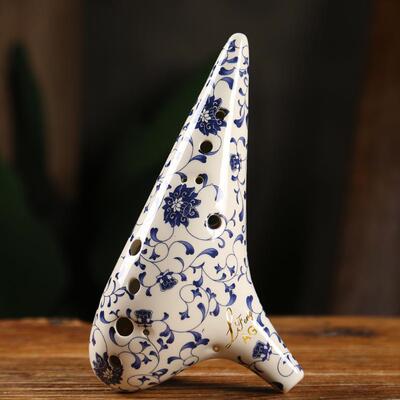 青花陶笛12孔七件套乐器十二孔afAG调陶笛中音C调高音SCSFSG