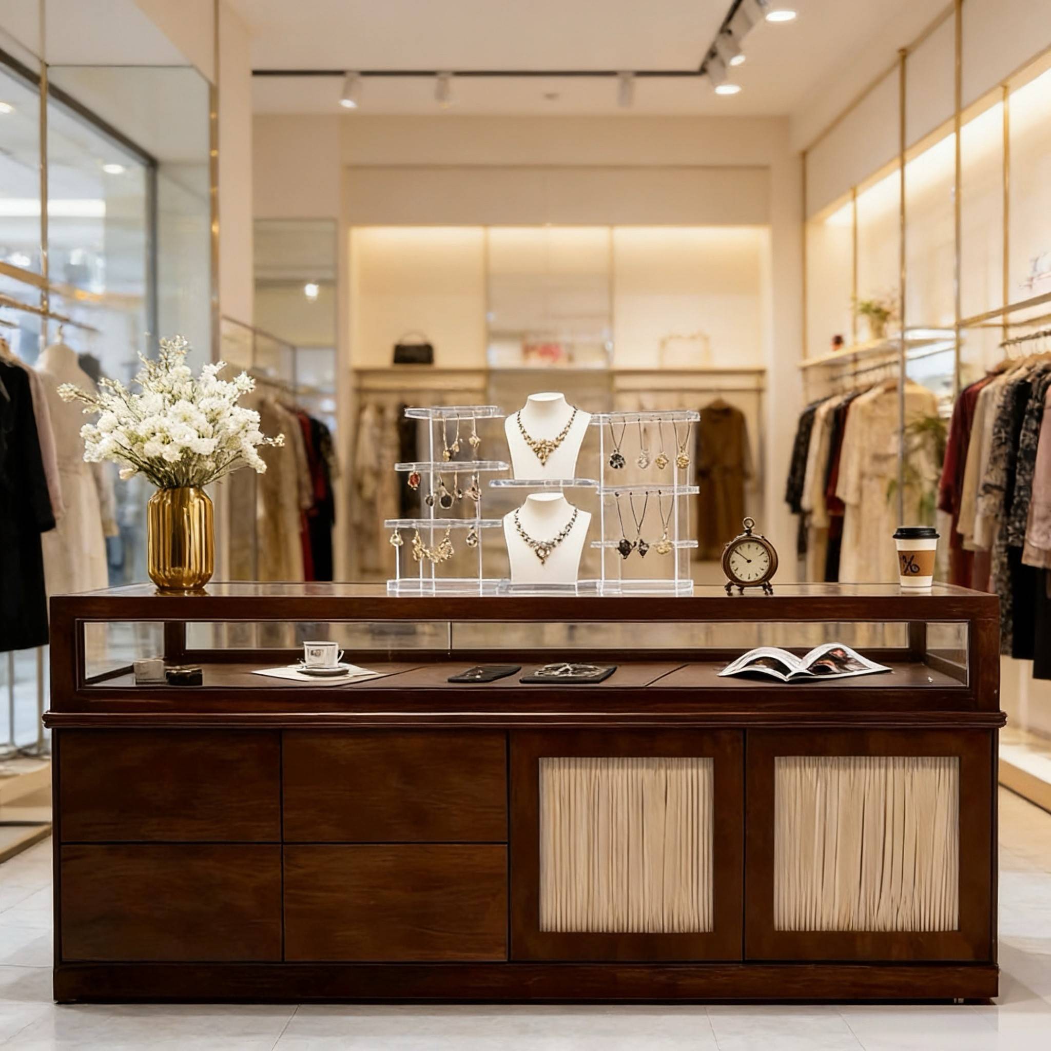 服装店中岛台展示柜女装买手店吧台收银台中岛柜流水台边柜储物柜