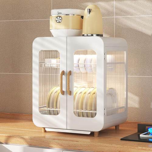 台面沥水碗架双层防尘碗碟柜厨房置物架家用带接水盘抽屉收纳柜子