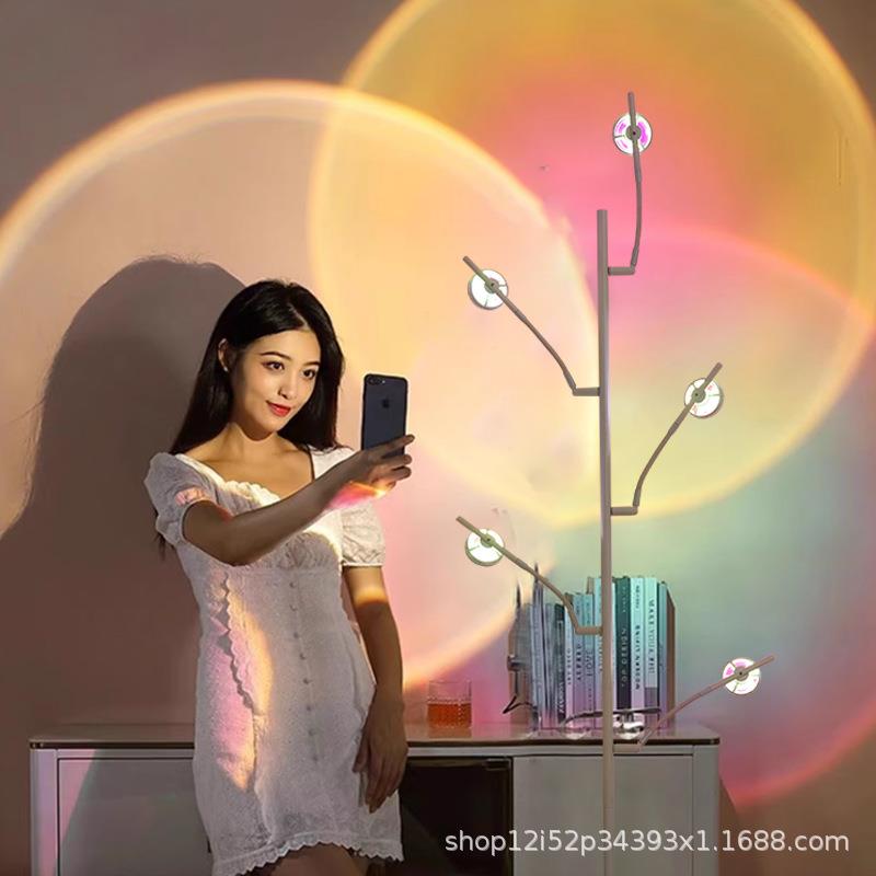 设计感网红光影落地灯夕阳落日灯客厅卧室氛围灯日落直播背景台灯