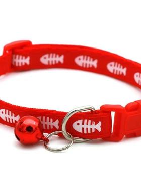 Cartoon Fish Bone Dog Kitten Cat Collar with Bell Kitten Acc