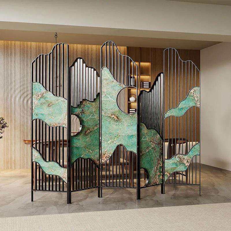 轻奢屏风客厅办公室玄关新中式金属镂空隔断墙简约现代装饰