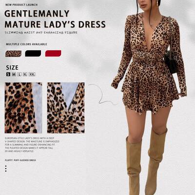Women's Deep V Neck Long Sleeve Bodycon Dress Summer &