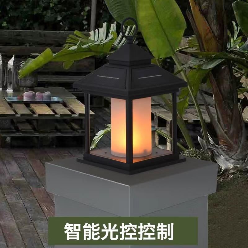跨境圣诞万圣节手提风灯LED蜡烛灯灯笼复古玻璃室内太阳能灯庭院