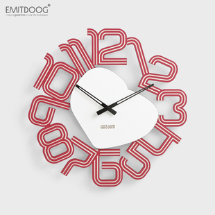 饰墙 EMITDOOG免打孔轻奢艺术钟表客厅家用创意挂钟餐厅简约时钟装