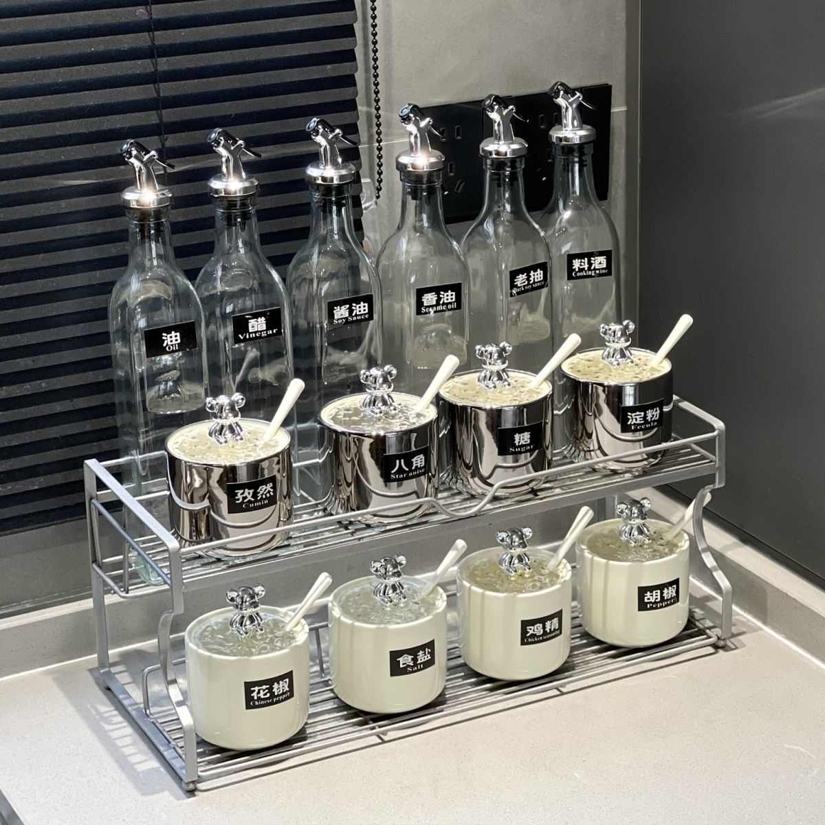 轻奢陶瓷调料盒酱油瓶组合套装厨房家用高端调味罐盐味精调料罐子