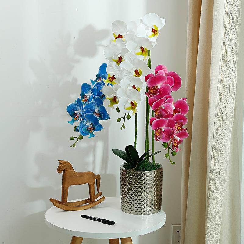 蝴蝶兰仿真花摆件客厅手感假花摆设北欧轻奢风桌面花艺餐桌花摆花