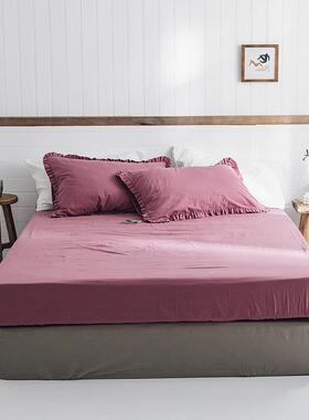 虾米的纯故事色简约全棉LHL水洗棉笠席梦纯思床垫保护床套棉床单