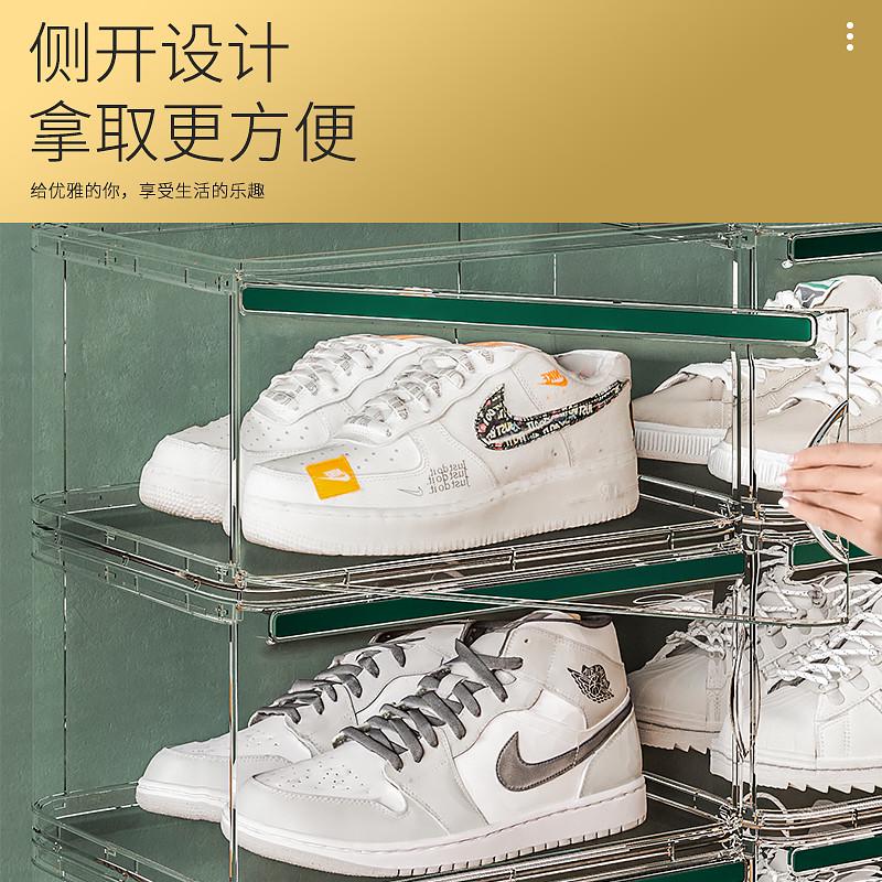 硬塑料鞋盒收纳盒透明鞋架抽屉式鞋柜鞋收纳神器省空间折叠鞋盒子