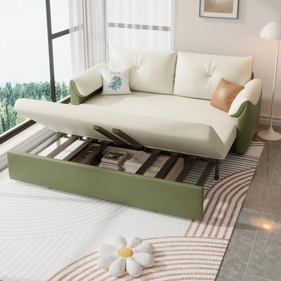 一体双象人抽沙发奶油大红沙发床布床拉床两用折IGE折叠猫风耳朵