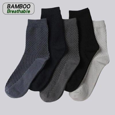 5 Pairs Men Bamboo Fiber Crew Socks Man High Quality Summer