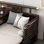 爆款 实木罗汉沙发床现代简约小户型客厅推拉床塌坑几罗汉床 新中式