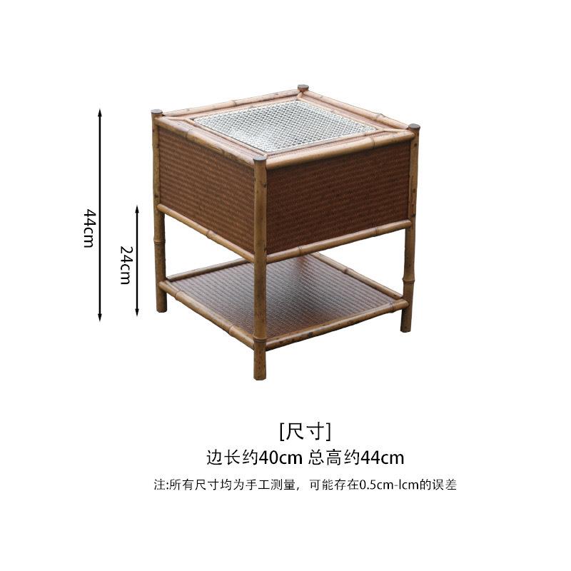 中式复古梅鹿竹席面双层炭炉 围炉煮茶 火钵家用茶室烤火炉