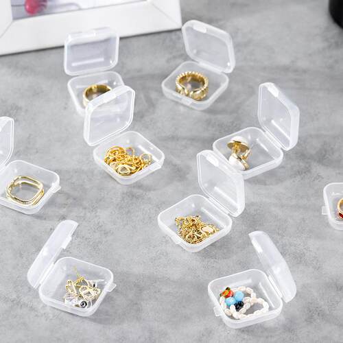 Clear plastic small box, small square box, jewelry box, earp