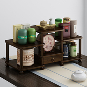 桌面博古架实木中式 置物架桌上茶杯茶具茶架子简约现代收纳展示架