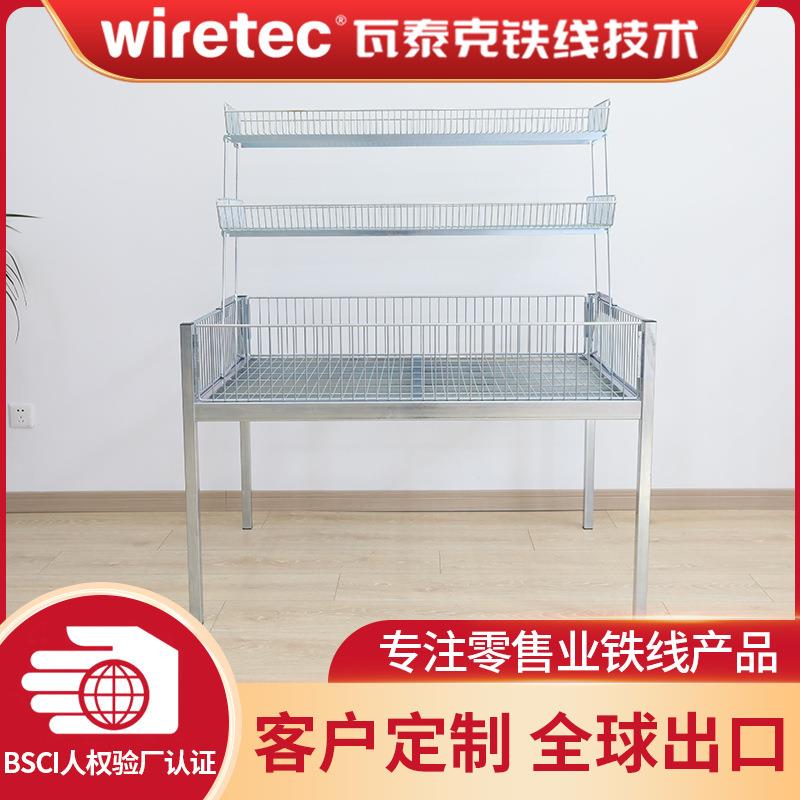 超市商场地摊夜市移动特价车展示架金属铁丝网格促销台展示桌便携