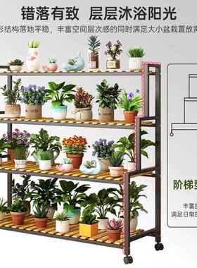 多花架12574多子客厅落地式盆阳台置物架室内肉花架层斜梯形植物摆放架