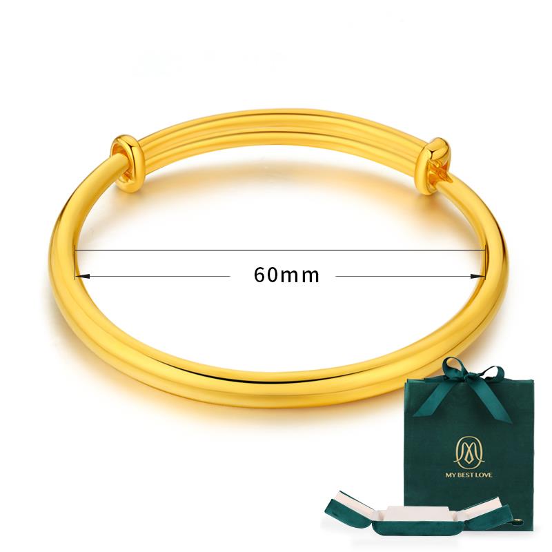 新款宝手金镯包镀金内银母子宝一对婴儿满月周岁礼物镯小孩儿童金